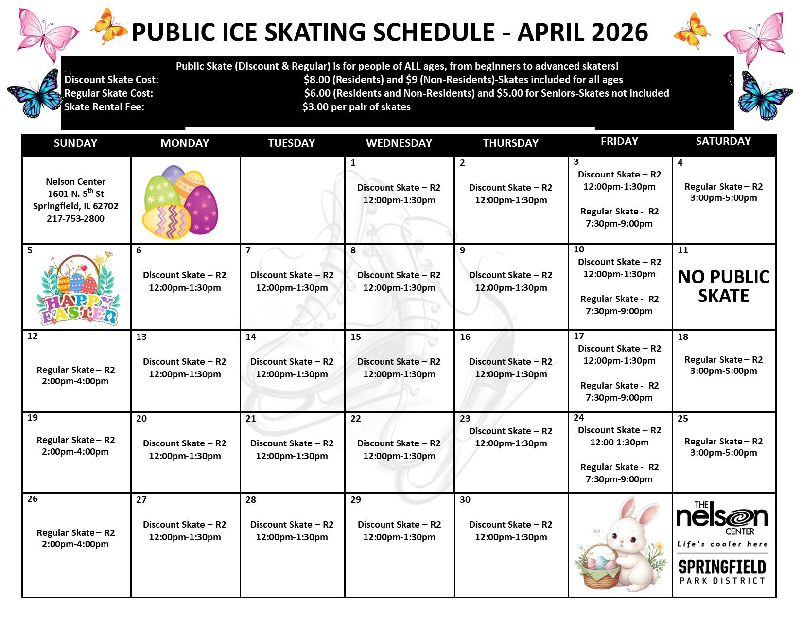 April Public Ice Skating Schedule